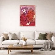 Unframed poster print of Marc Chagall's David with the Harp displayed on a wall in a living room