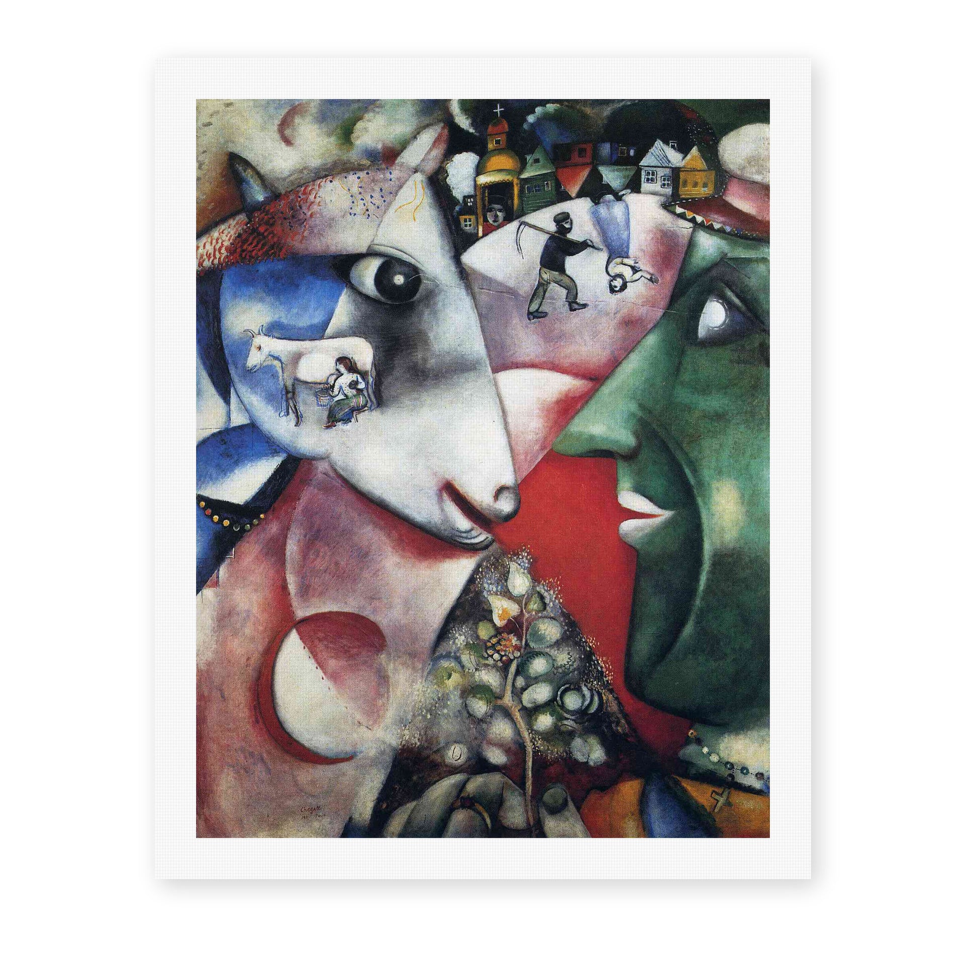Marc Chagall's 'I and the Village' painting reproduced as a rolled canvas print