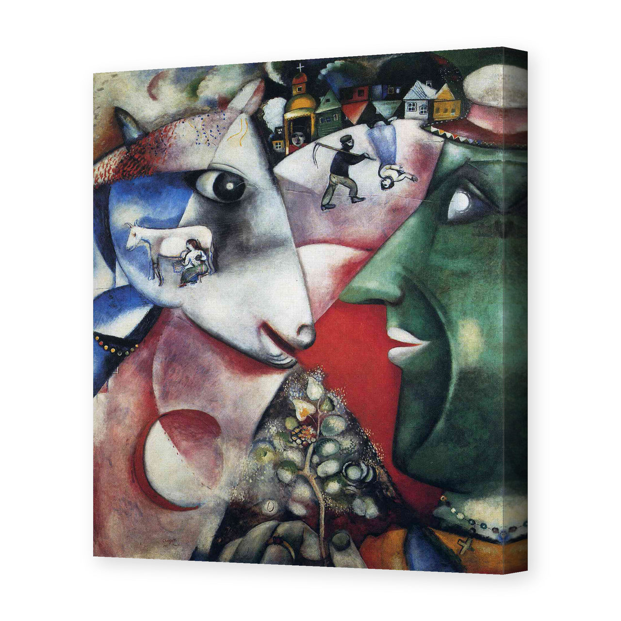 Marc Chagall's 'I and the Village' painting reproduced as a gallery-wrapped canvas print