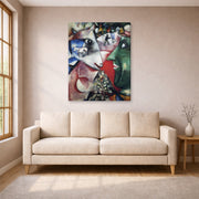 Gallery-wrapped canvas print of Marc Chagall's I and the Village displayed on a wall in a living room