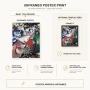 Marc Chagall - I and the Village poster print size comparison and framing display infographic