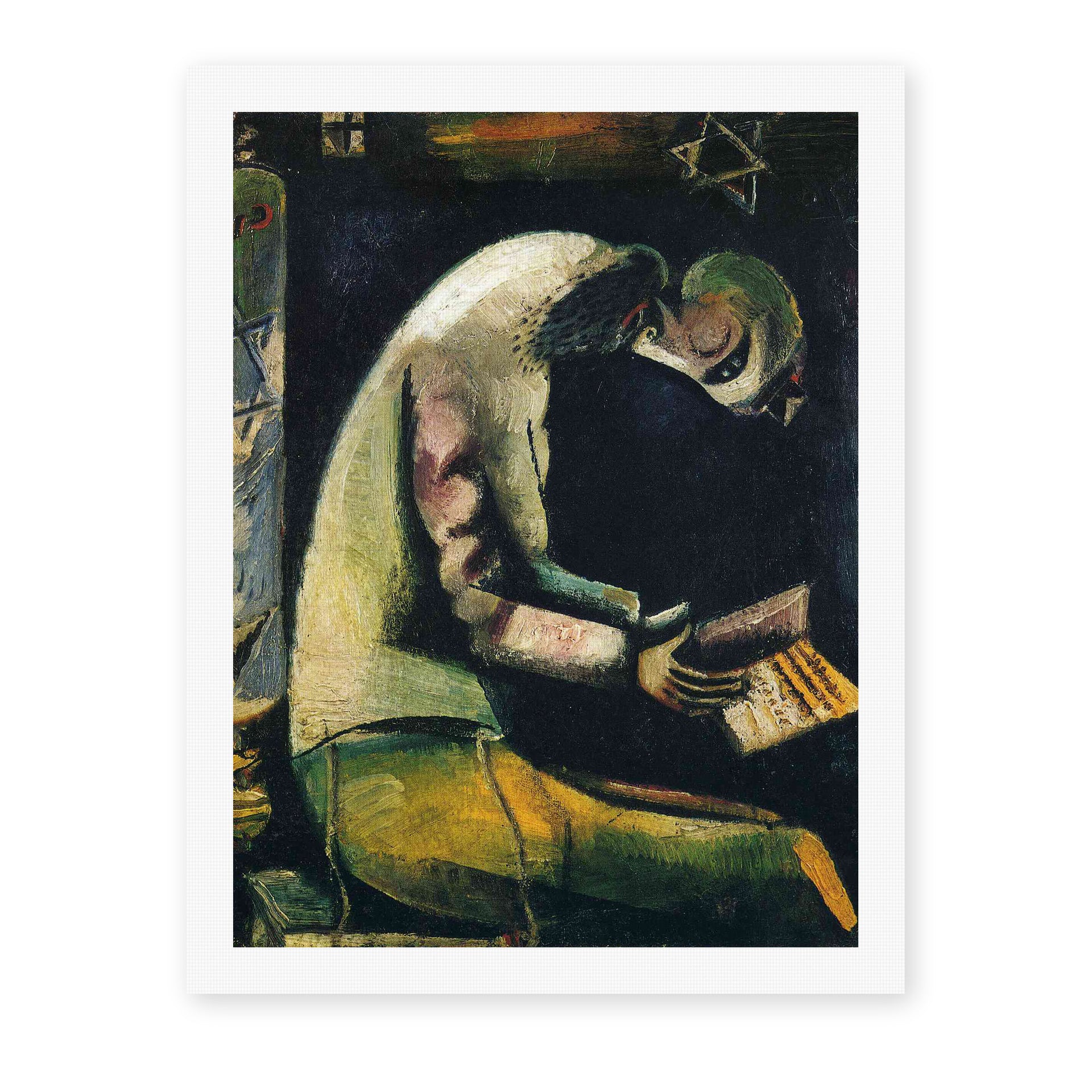 Marc Chagall's 'Jew at Prayer' painting reproduced as a rolled canvas print