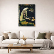 Gallery-wrapped canvas print of Marc Chagall's Jew at Prayer displayed on a wall in a living room