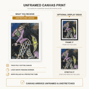 Marc Chagall - L'Homme Au Parapluie canvas print size comparison and framing display infographic
