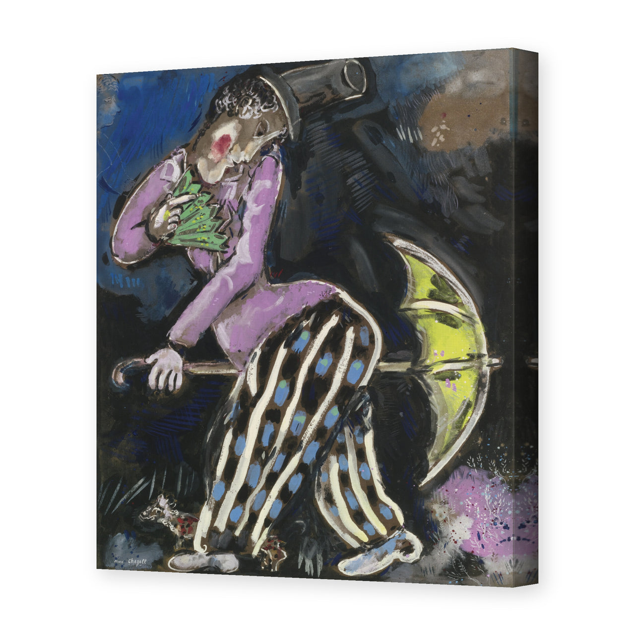 Marc Chagall's 'L'Homme Au Parapluie' painting reproduced as a gallery-wrapped canvas print
