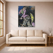 Gallery-wrapped canvas print of Marc Chagall's L'Homme Au Parapluie displayed on a wall in a living room