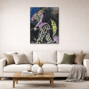 Gallery-wrapped canvas print of Marc Chagall's L'Homme Au Parapluie displayed on a wall in a living room