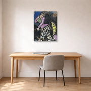 Unframed poster print of Marc Chagall's L'Homme Au Parapluie displayed on a wall in an office