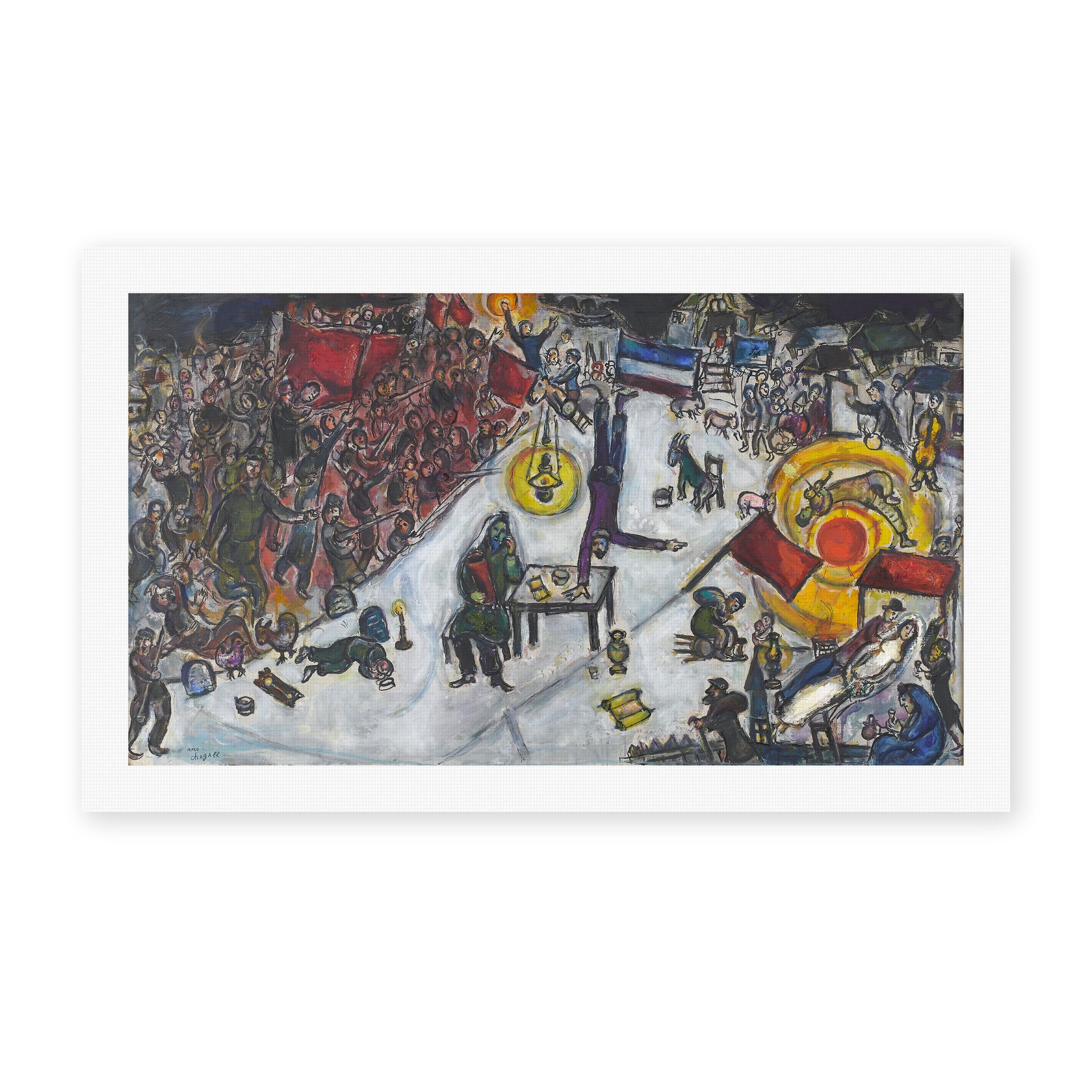 Marc Chagall's 'La Revolotion' painting reproduced as a rolled canvas print