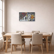 Gallery-wrapped canvas print of Marc Chagall's La Revolotion displayed on a wall in a dining room