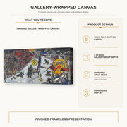 Marc Chagall - La Revolotion gallery wrap canvas construction and hanging details infographic