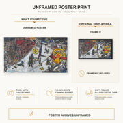 Marc Chagall - La Revolotion poster print size comparison and framing display infographic