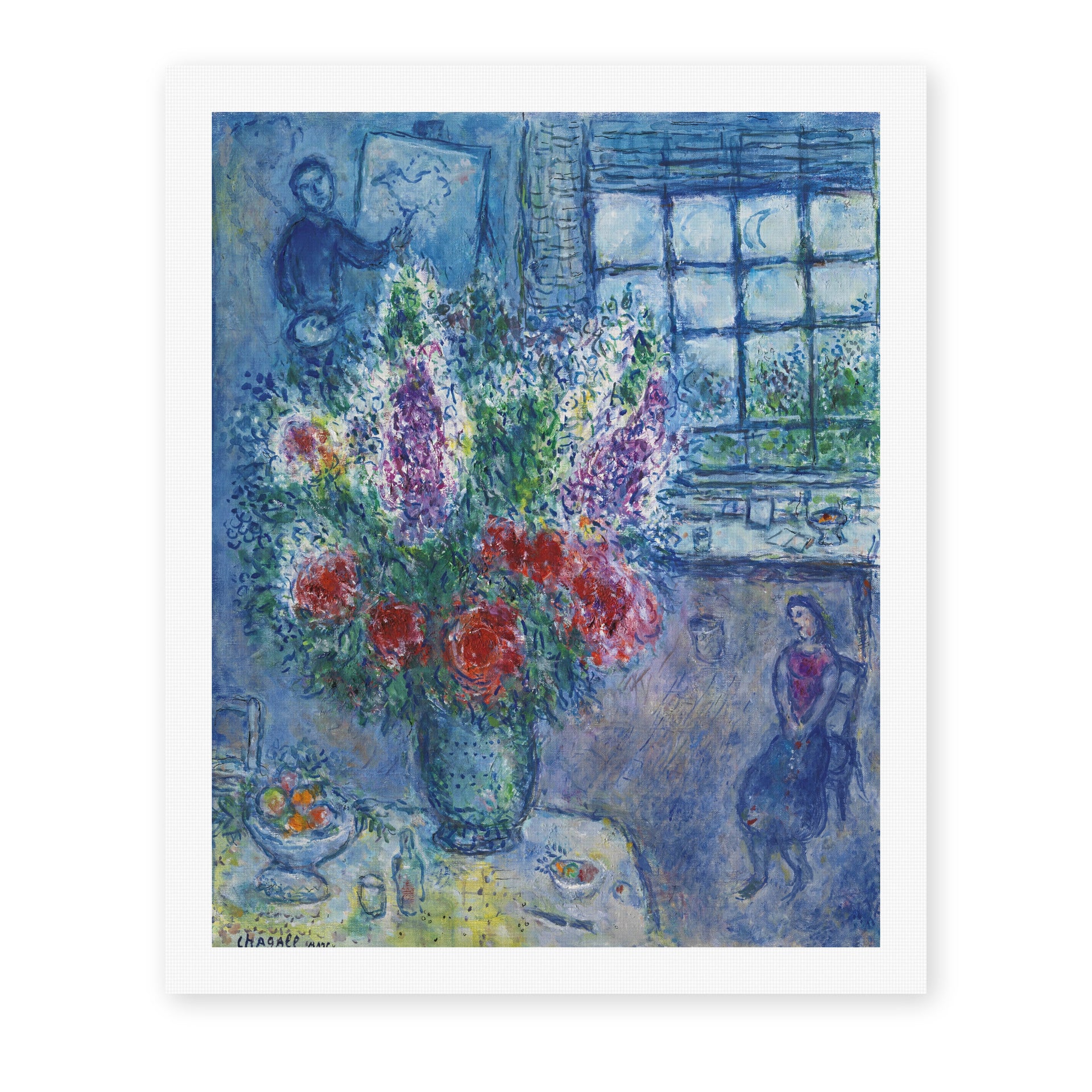 Marc Chagall's 'Latelier' painting reproduced as a rolled canvas print