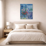 Gallery-wrapped canvas print of Marc Chagall's Latelier displayed on a wall in a bedroom