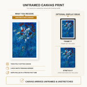 Marc Chagall - Le Bouquet Au Dessus De Vence canvas print size comparison and framing display infographic