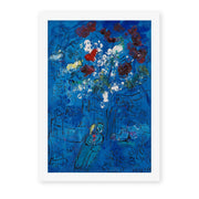 Marc Chagall's 'Le Bouquet Au Dessus De Vence' painting reproduced as a rolled canvas print