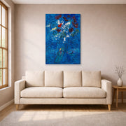 Gallery-wrapped canvas print of Marc Chagall's Le Bouquet Au Dessus De Vence displayed on a wall in a living room