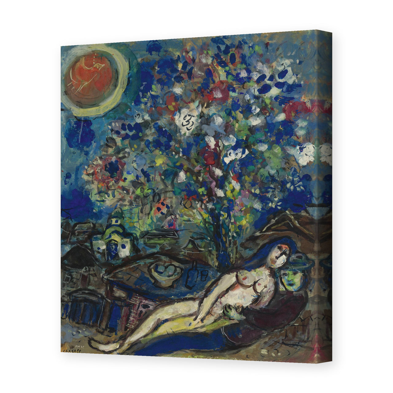 Marc Chagall's 'Le Bouquet D'Amour' painting reproduced as a gallery-wrapped canvas print
