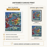 Marc Chagall - Le Joeur D'Accordéon canvas print size comparison and framing display infographic