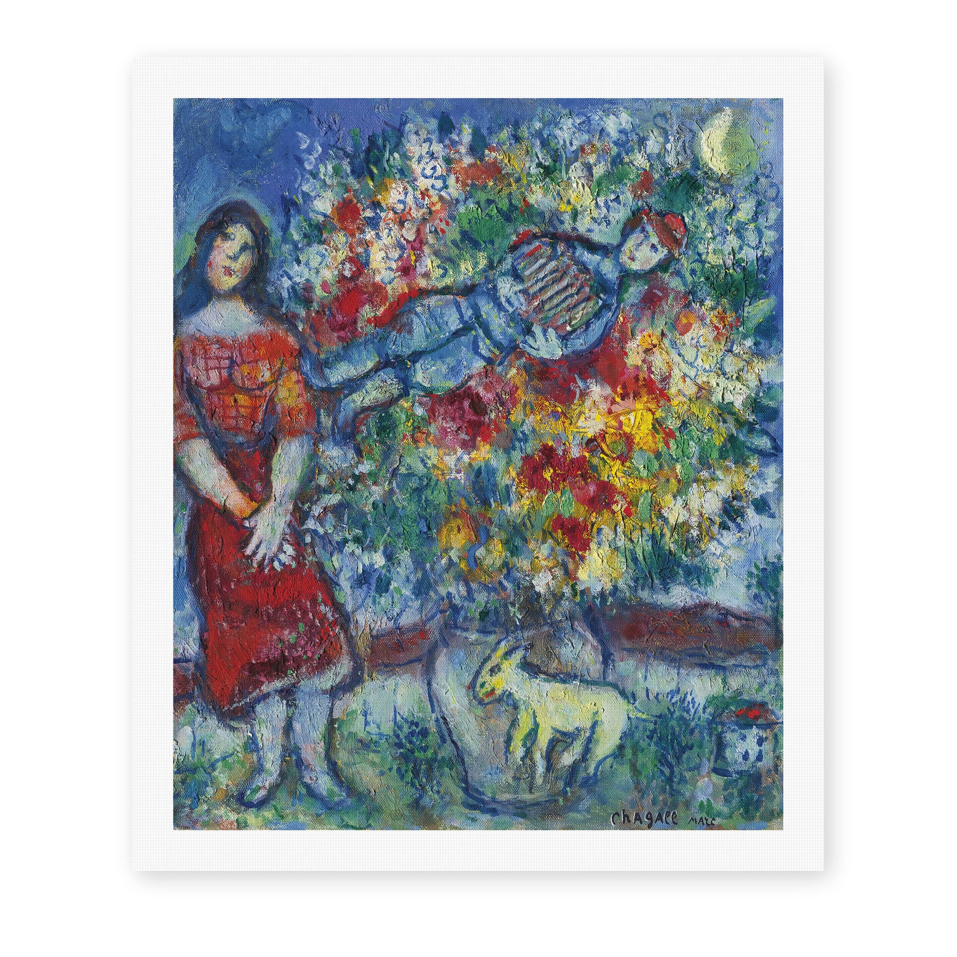 Marc Chagall's 'Le Joeur D'Accordéon' painting reproduced as a rolled canvas print