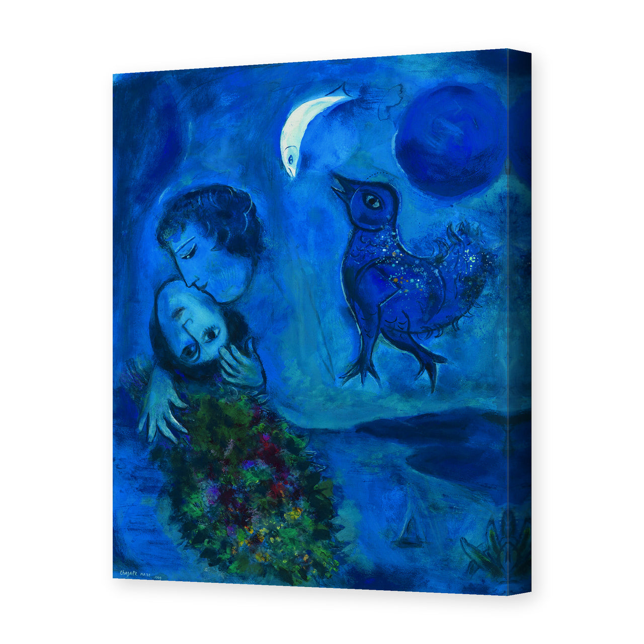 Marc Chagall's 'Le Paysage Bleu' painting reproduced as a gallery-wrapped canvas print