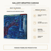 Marc Chagall - Le Peintre Devant Le Chevalet gallery wrap canvas construction and hanging details infographic