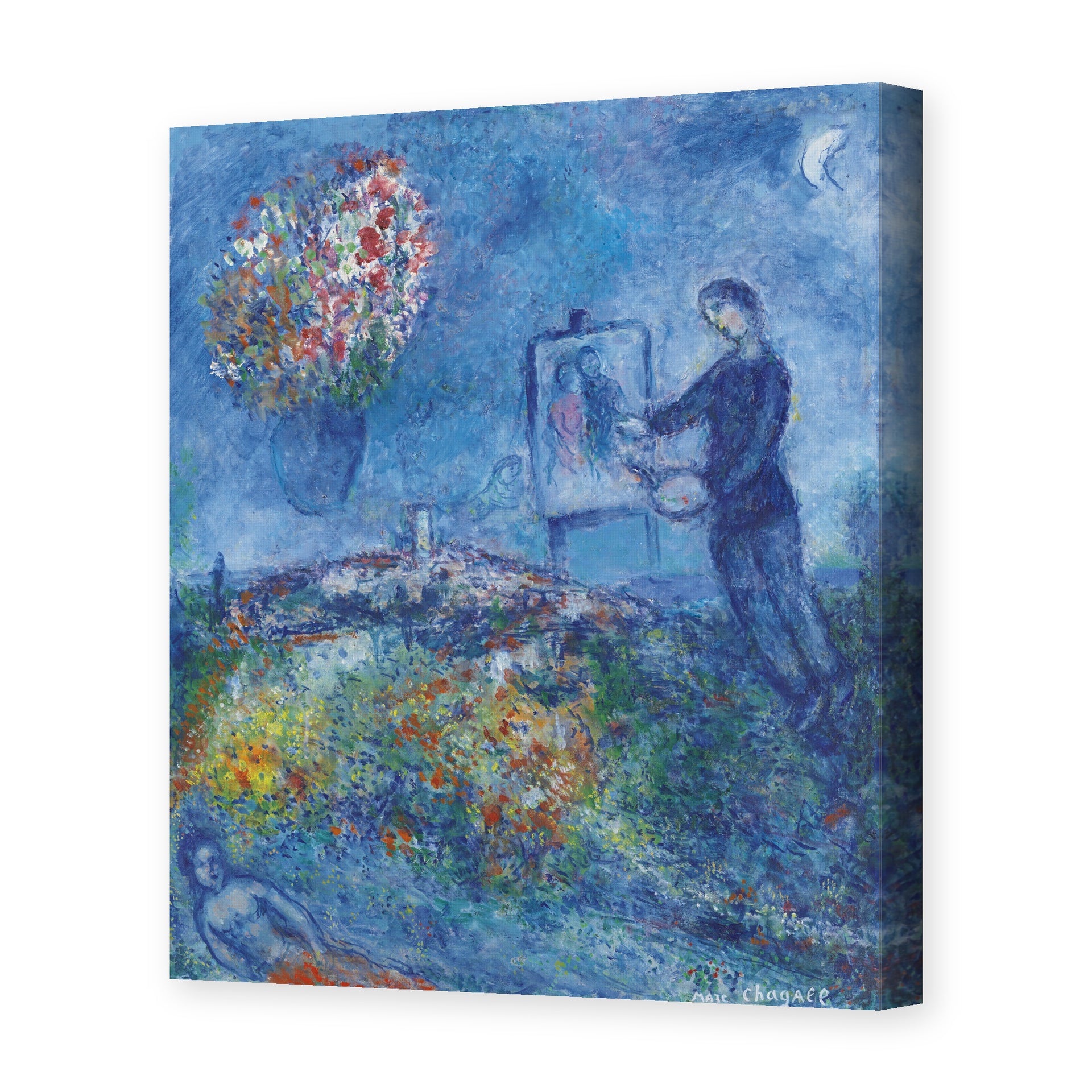 Marc Chagall's 'Le Peintre' painting reproduced as a gallery-wrapped canvas print