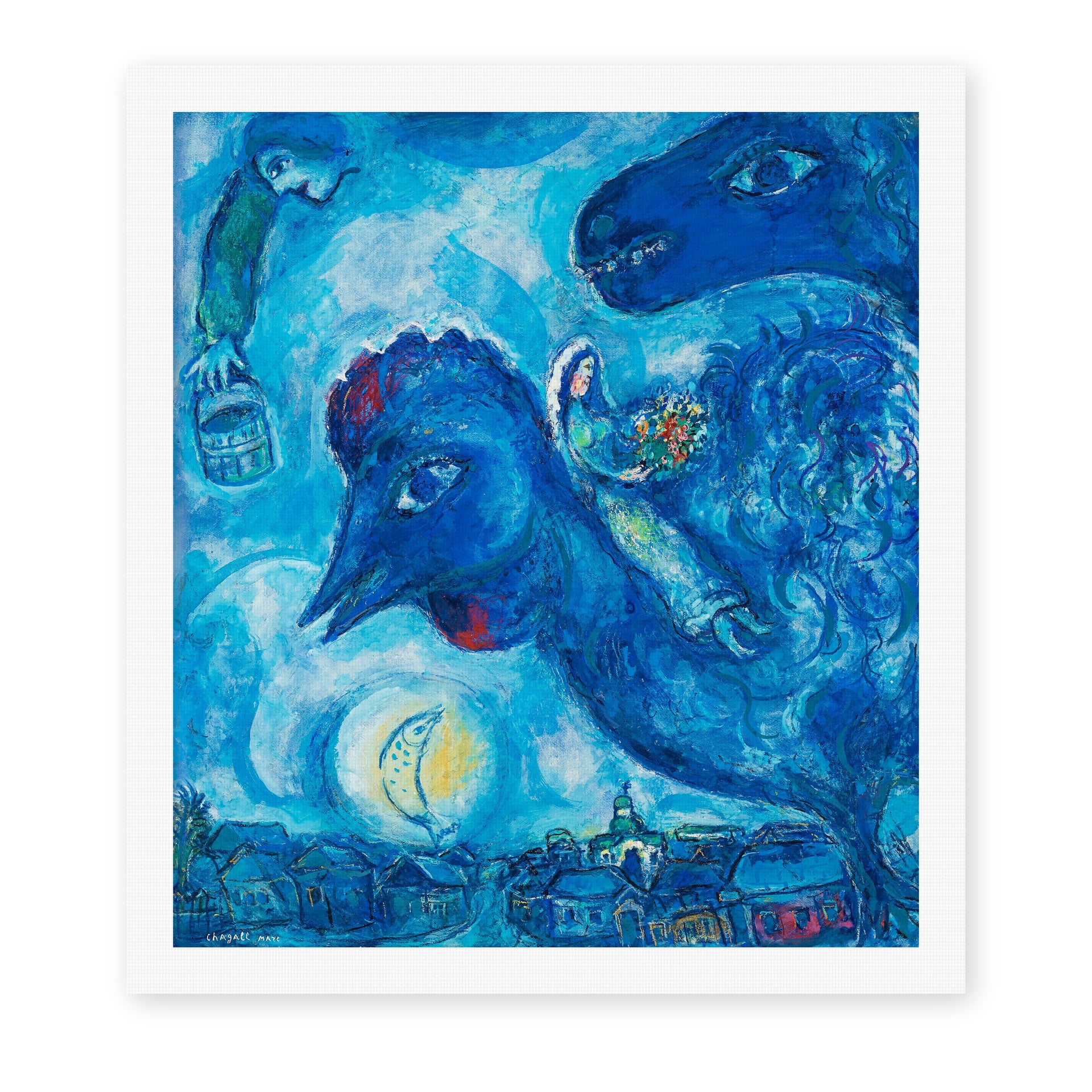 Marc Chagall's 'Le Reve De Chagall Sur Vitebsk' painting reproduced as a rolled canvas print