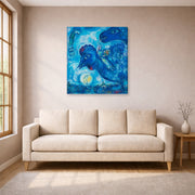 Gallery-wrapped canvas print of Marc Chagall's Le Reve De Chagall Sur Vitebsk displayed on a wall in a living room