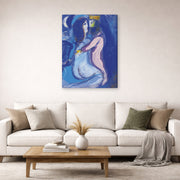 Gallery-wrapped canvas print of Marc Chagall's Le Roi David displayed on a wall in a living room