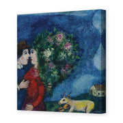 Marc Chagall's 'Les Amoureux Au Bouquet' painting reproduced as a gallery-wrapped canvas print
