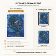 Marc Chagall - Les Amoureux Dans Le Bouquet De Fleurs canvas print size comparison and framing display infographic