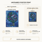 Marc Chagall - Les Amoureux Dans Le Bouquet De Fleurs poster print size comparison and framing display infographic