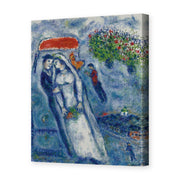 Marc Chagall's 'Les Mariés Sur Fond Bleu' painting reproduced as a gallery-wrapped canvas print