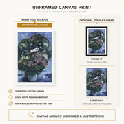 Marc Chagall - Lovers Among the Lilacs canvas print size comparison and framing display infographic