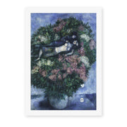 Marc Chagall's 'Lovers Among the Lilacs' painting reproduced as a rolled canvas print