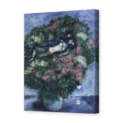 Marc Chagall's 'Lovers Among the Lilacs' painting reproduced as a gallery-wrapped canvas print