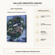 Marc Chagall - Lovers Among the Lilacs gallery wrap canvas construction and hanging details infographic