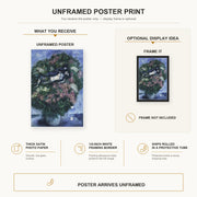 Marc Chagall - Lovers Among the Lilacs poster print size comparison and framing display infographic