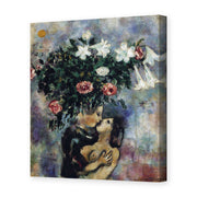 Marc Chagall's 'Lovers Under Lilies' painting reproduced as a gallery-wrapped canvas print