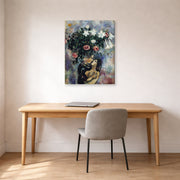 Gallery-wrapped canvas print of Marc Chagall's Lovers Under Lilies displayed on a wall in an office