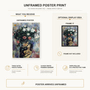 Marc Chagall - Lovers Under Lilies poster print size comparison and framing display infographic