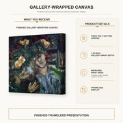 Marc Chagall - Lovers with Flowers gallery wrap canvas construction and hanging details infographic