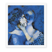 Marc Chagall's 'Lovers in Blue' painting reproduced as a rolled canvas print