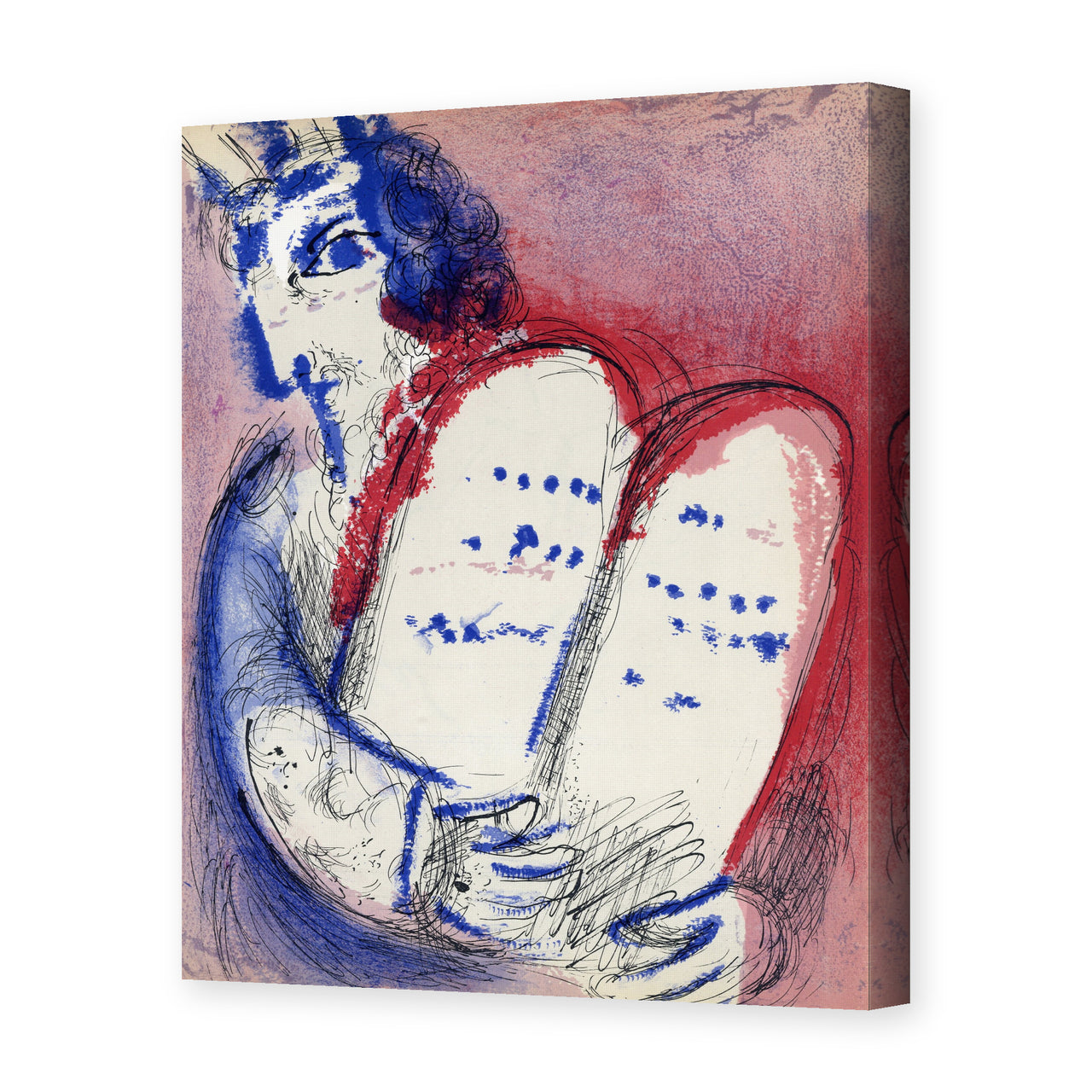 Marc Chagall's 'Moses with the Tablets of Law' painting reproduced as a gallery-wrapped canvas print