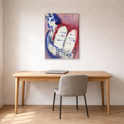 Gallery-wrapped canvas print of Marc Chagall's Moses with the Tablets of Law displayed on a wall in an office