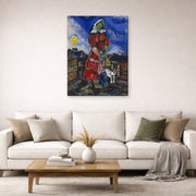 Gallery-wrapped canvas print of Marc Chagall's Mother and Child displayed on a wall in a living room