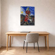 Unframed poster print of Marc Chagall's Mother and Child displayed on a wall in an office