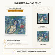 Marc Chagall - Nu Incline canvas print size comparison and framing display infographic
