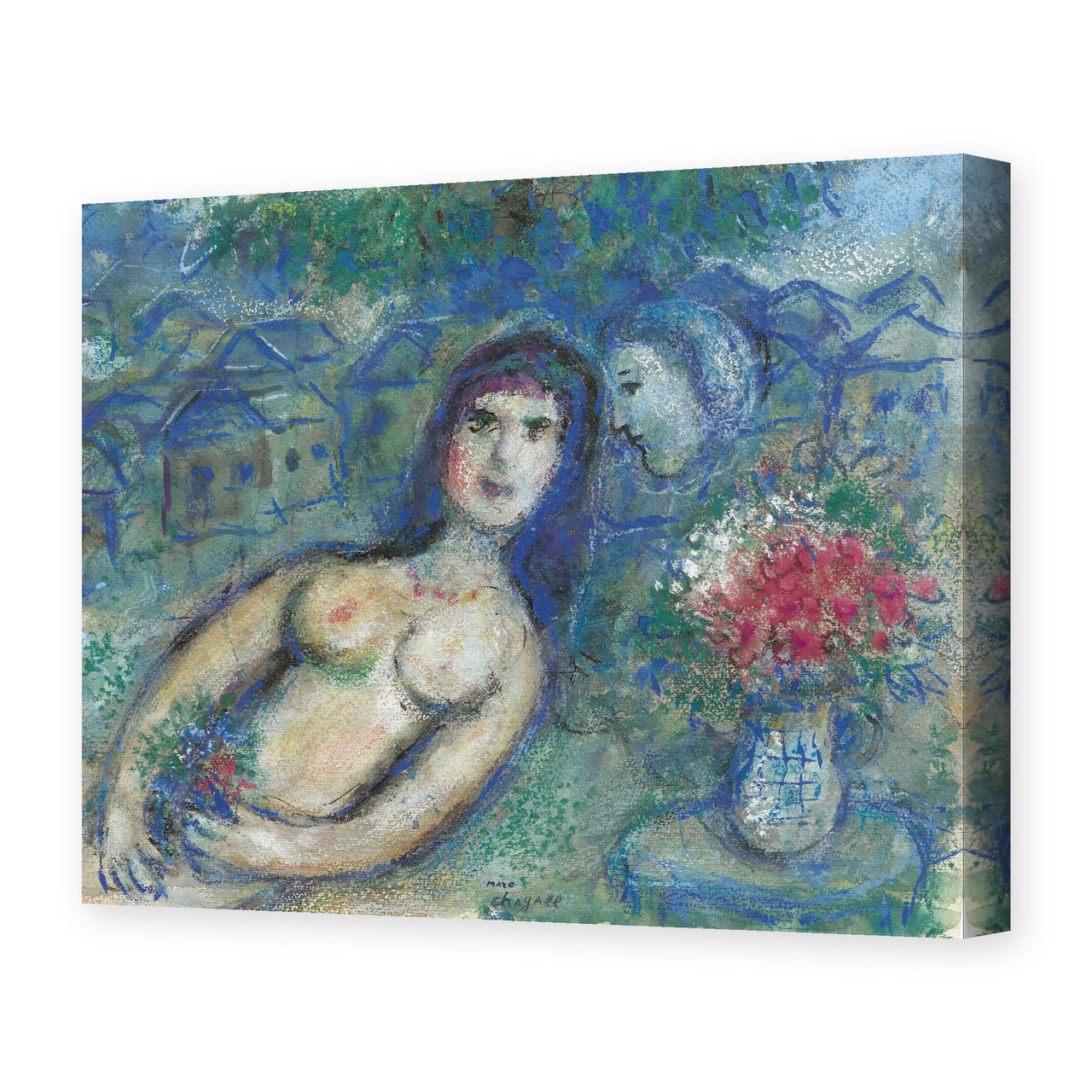 Marc Chagall's 'Nu Incline' painting reproduced as a gallery-wrapped canvas print